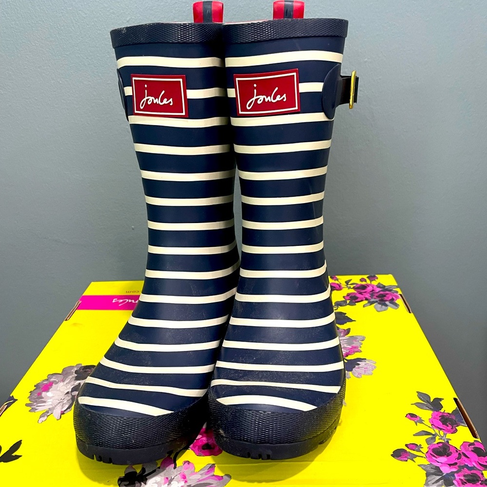 Joules striped rain boots sz 8